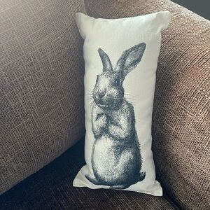 Maya Pickles Bunny Sketched Pillow (8x15) Cream Made in USA Sunroom Bench Child